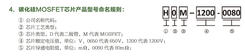 碳化硅MOSFET芯片产品型号命名规则